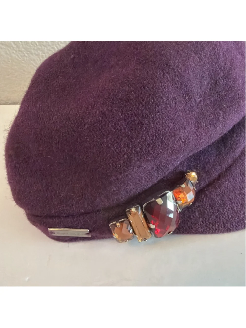 Betmar Hats Rhinestone Baker Boy Cap - Berry